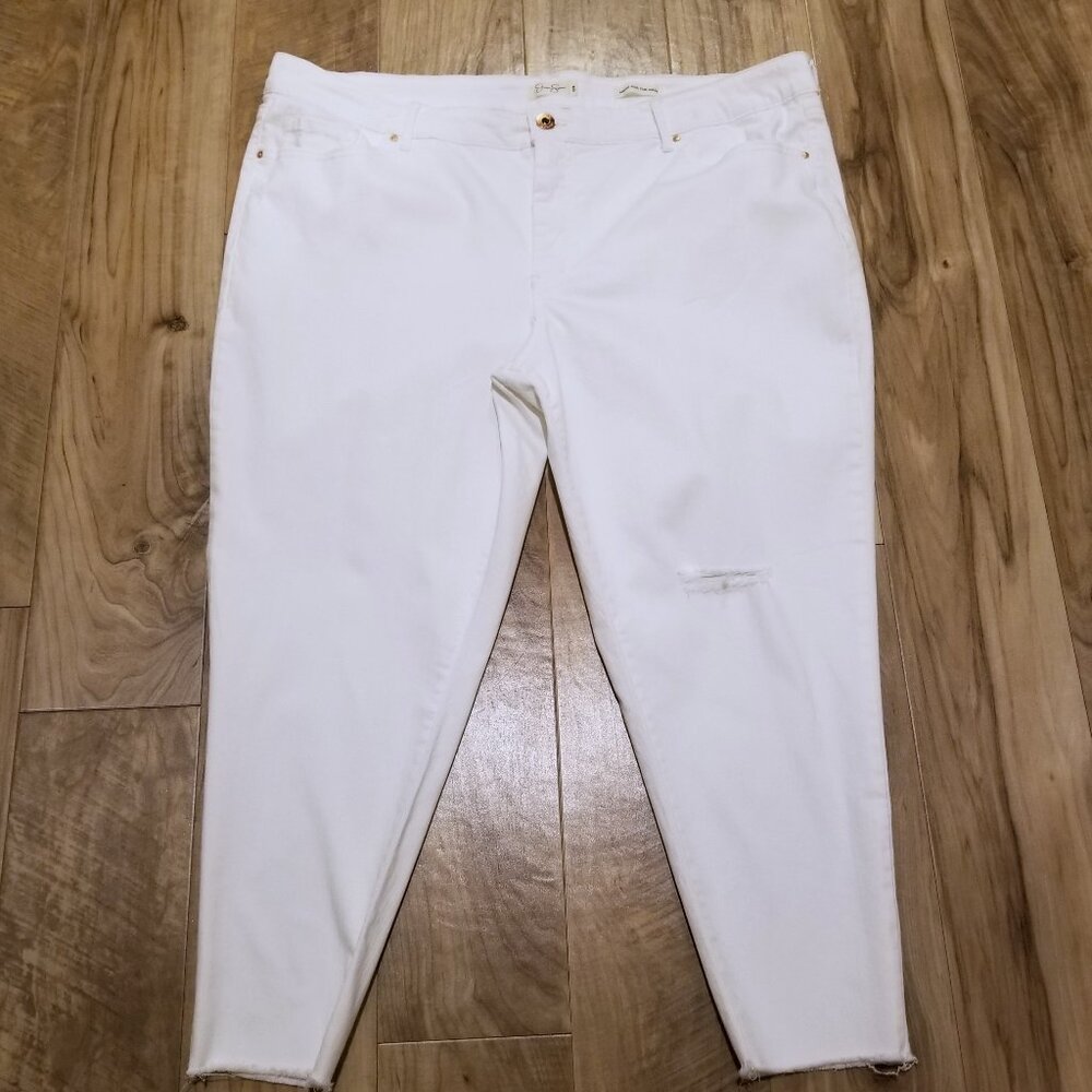 Jessica Simpson Jeans 22W Adored High Rise Ankle Distressed Stretch Denim White